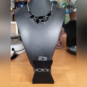 Paparazzi Elegant Black Necklace, Earring, and Bracelet Set